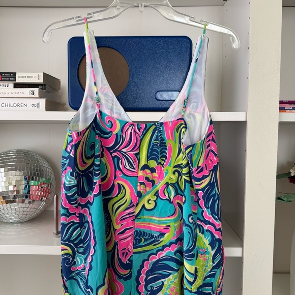 LILLY PULITZER Bailey Sea Blue Private Island Print Silk Dress - Picture 6 of 9